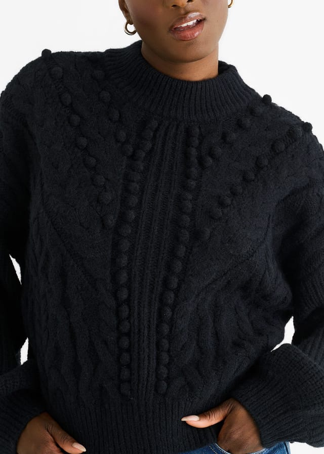 Gini London Gini London Women's Black Chunky Knit Oversized Knit Jumper - 2