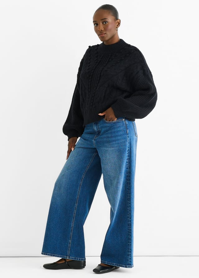Gini London Gini London Women's Black Chunky Knit Oversized Knit Jumper - 3