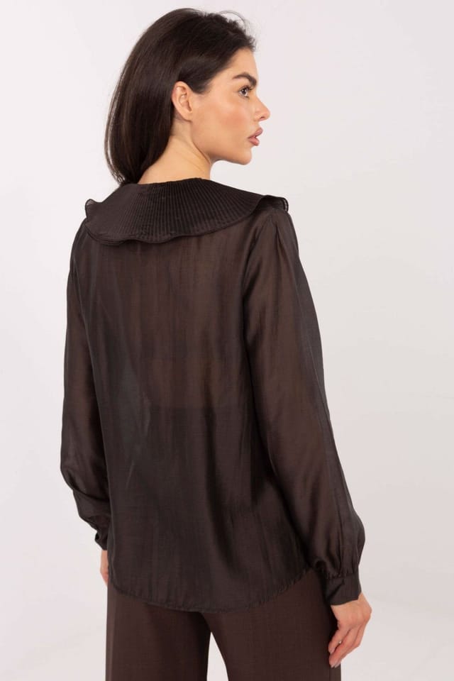 Love Lace Love Lace Women's Elegant Long Sleeve Classic Tencel Blend Shirt in Brown - 3