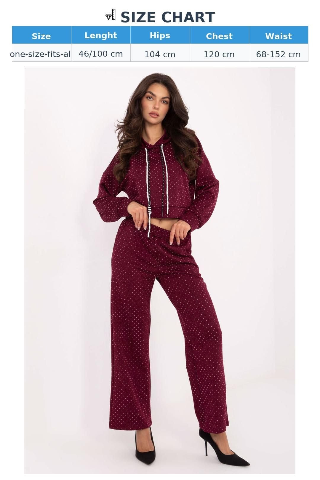 Love Lace Love Lace Women's Jet Applique Hoodie & Wide Leg Pants Set in Burgundy - 4