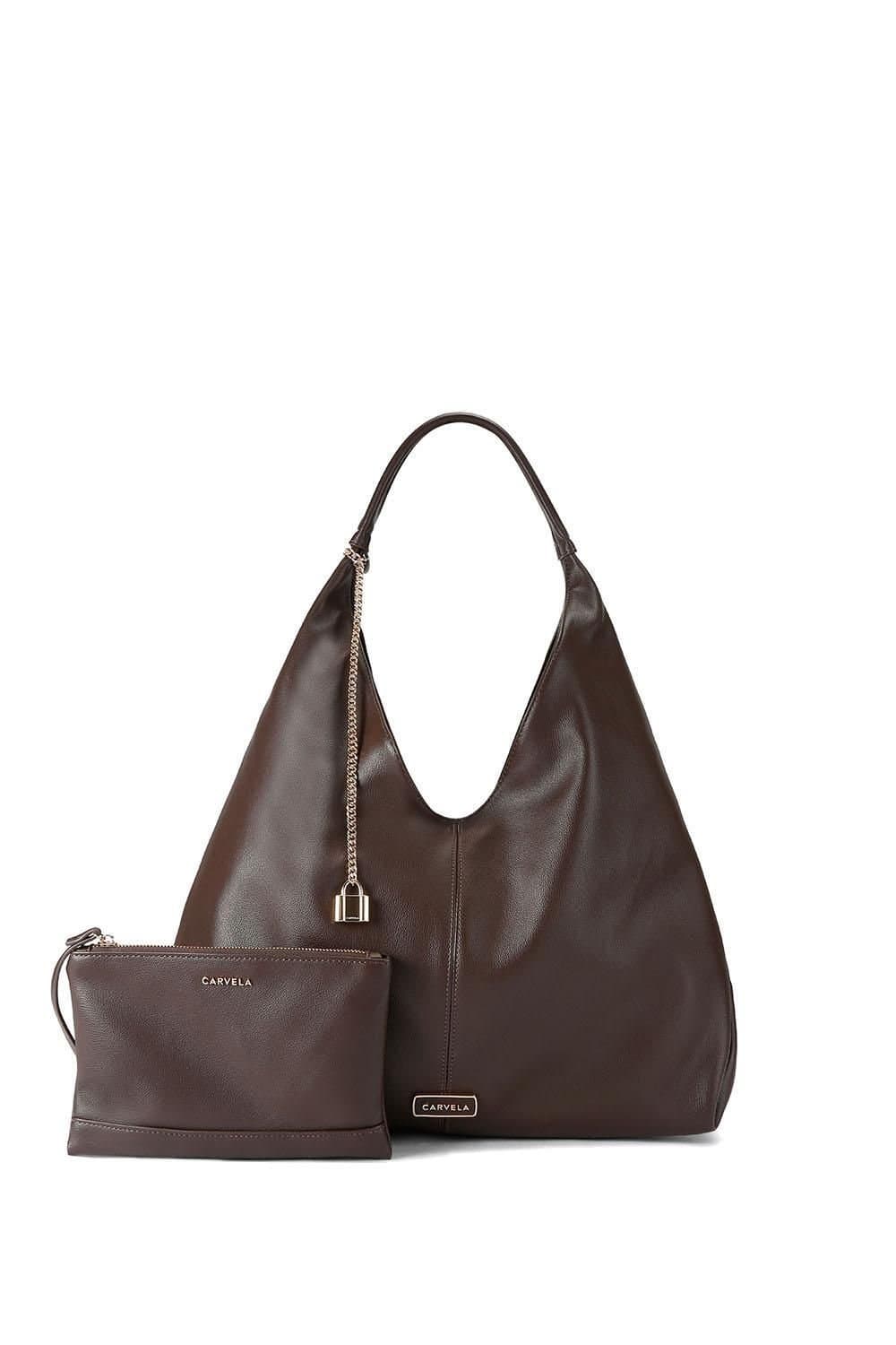 Carvela Carvela Women's 'Cassia Hobo Bag' Suedette in Dark Brown