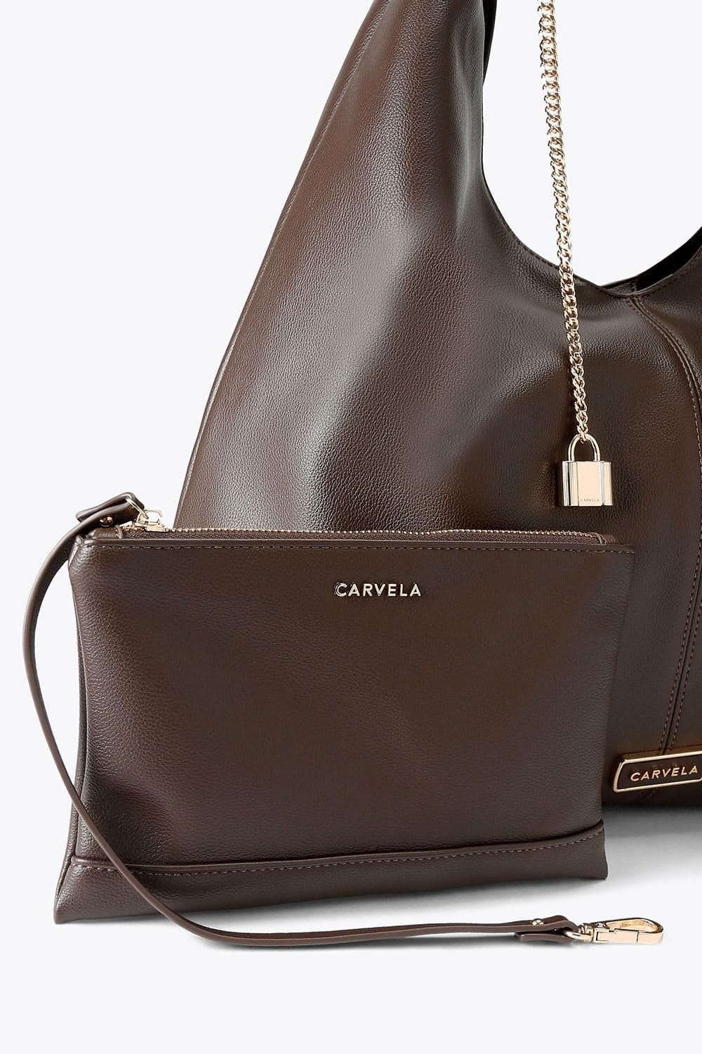 Carvela Carvela Women's 'Cassia Hobo Bag' Suedette in Dark Brown - 4