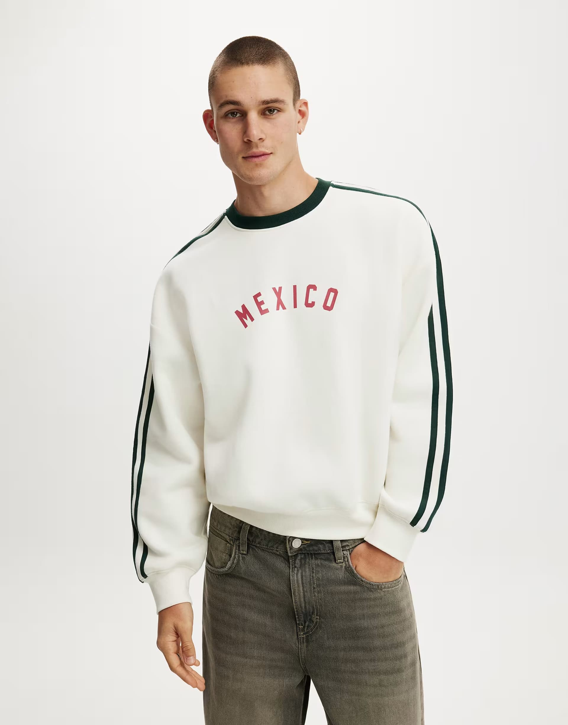 ASOS Cotton On Oversized graphic crew sweater in beige