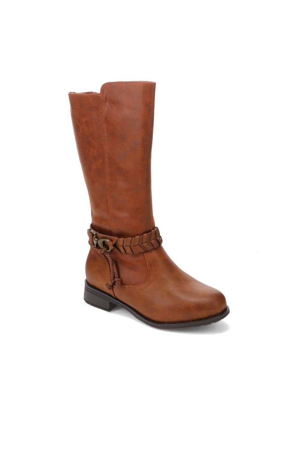 Easyfit Easyfit Women's Buckle-Detailed Long Boots in Tan