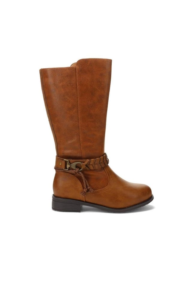 Easyfit Easyfit Women's Buckle-Detailed Long Boots in Tan - 2