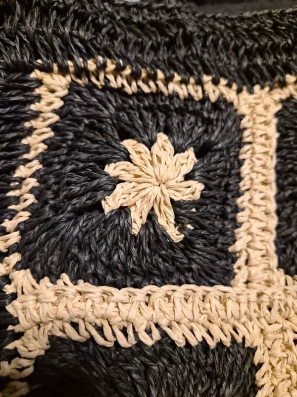 New Look Crocheted black Rafia Bag #beachbag #holiday