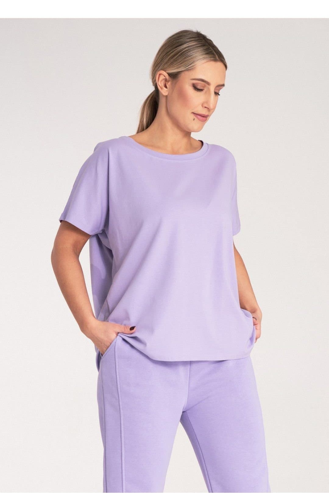 Love Lace Love Lace Women's Short Sleeve Round Neck T-Shirt Style 214966 in Violet