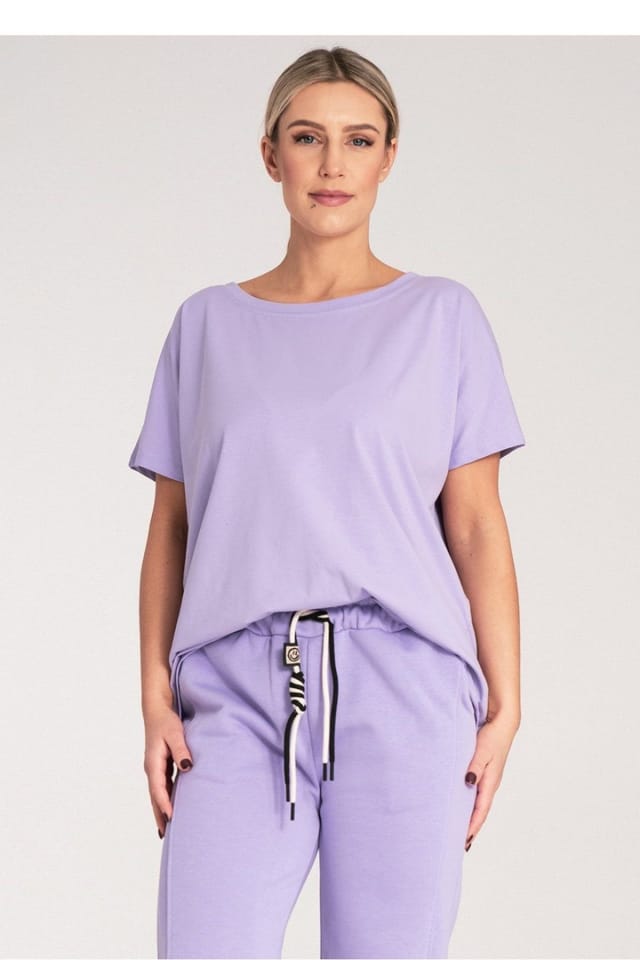Love Lace Love Lace Women's Short Sleeve Round Neck T-Shirt Style 214966 in Violet - 2