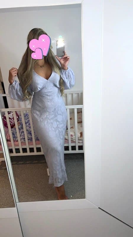 New Look Light blue floral devour long sleeve midi dress