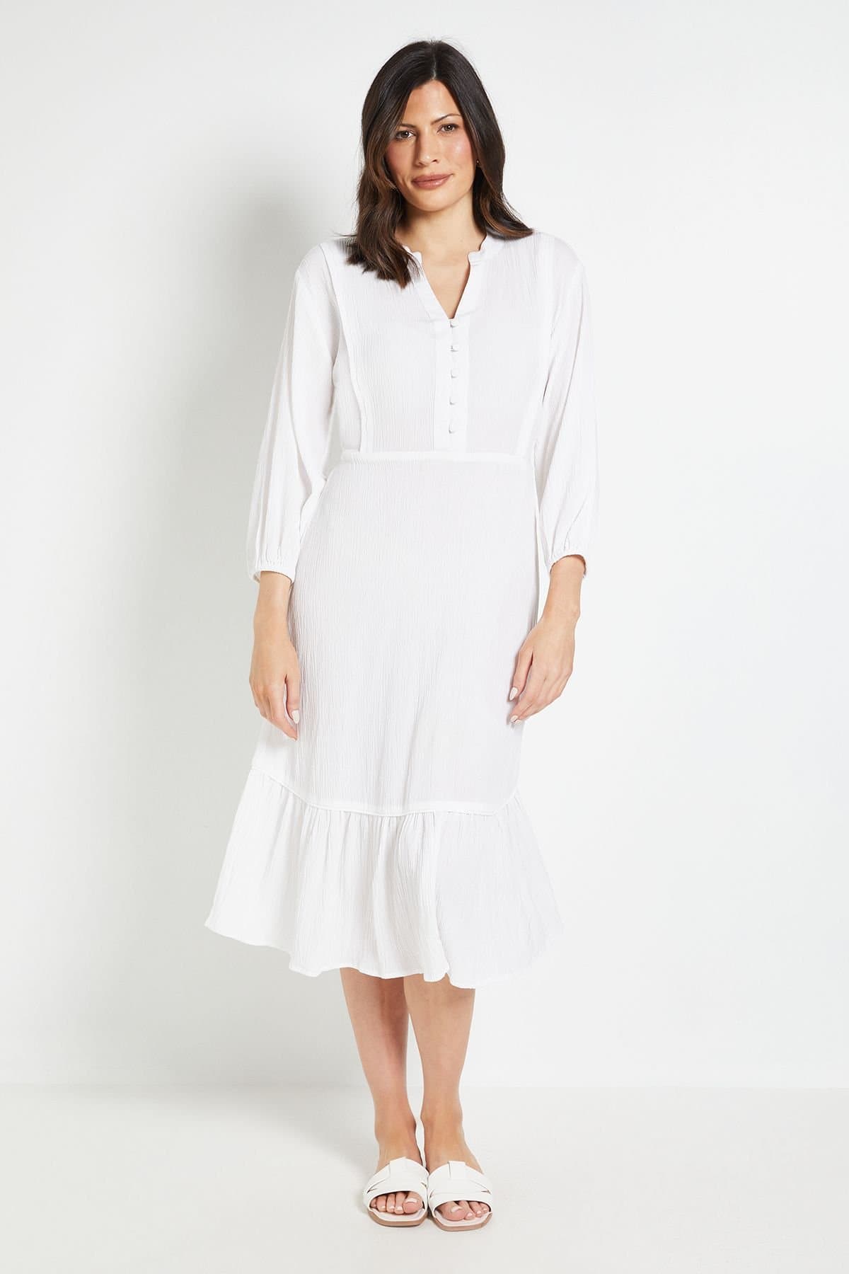 Wallis Wallis Women's Summer Cheesecloth Midi Dress in Ivory