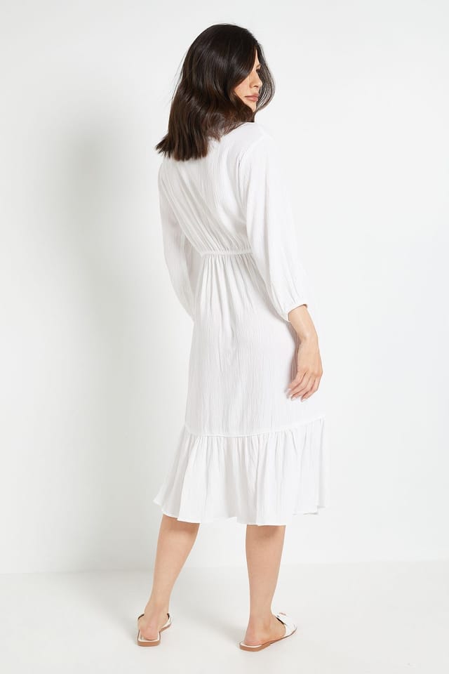 Wallis Wallis Women's Summer Cheesecloth Midi Dress in Ivory - 3