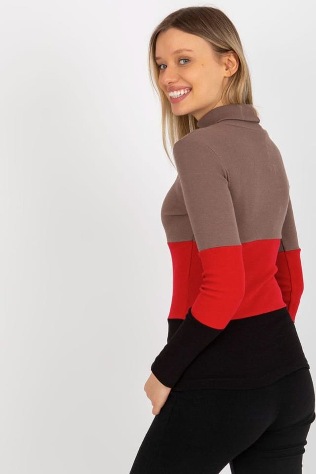 Love Lace Love Lace Women's Ribbed Long Sleeve Turtleneck Sweater in Brown - 3