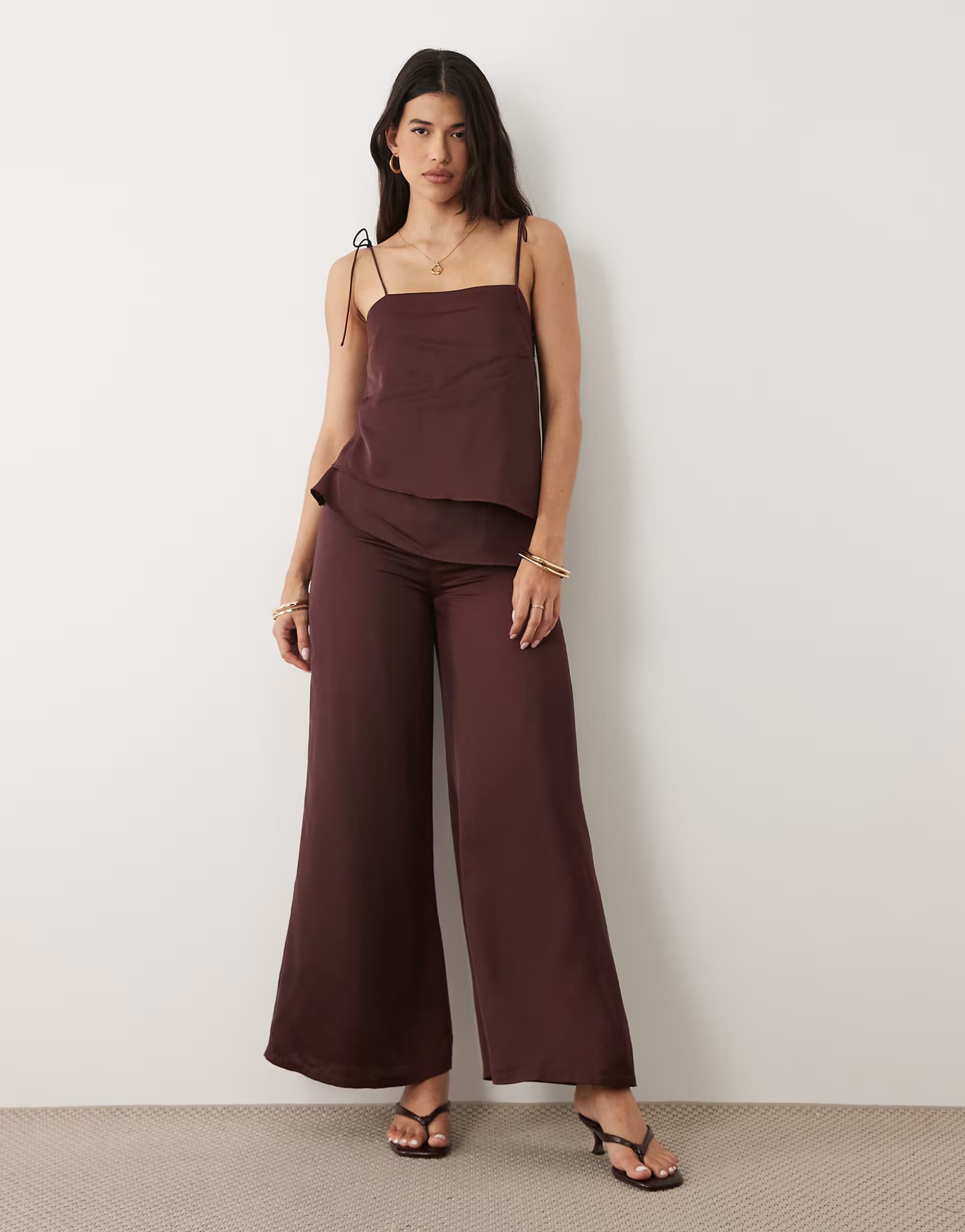 ASOS ASOS DESIGN double layer jumpsuit in chocolate brown