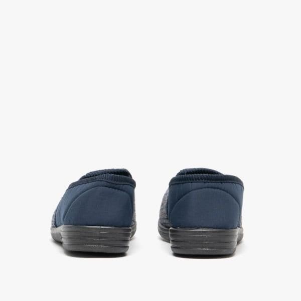 Zedzzz Zedzzz Men's Charles Herringbone Felt Gusset Slippers in Navy - 2