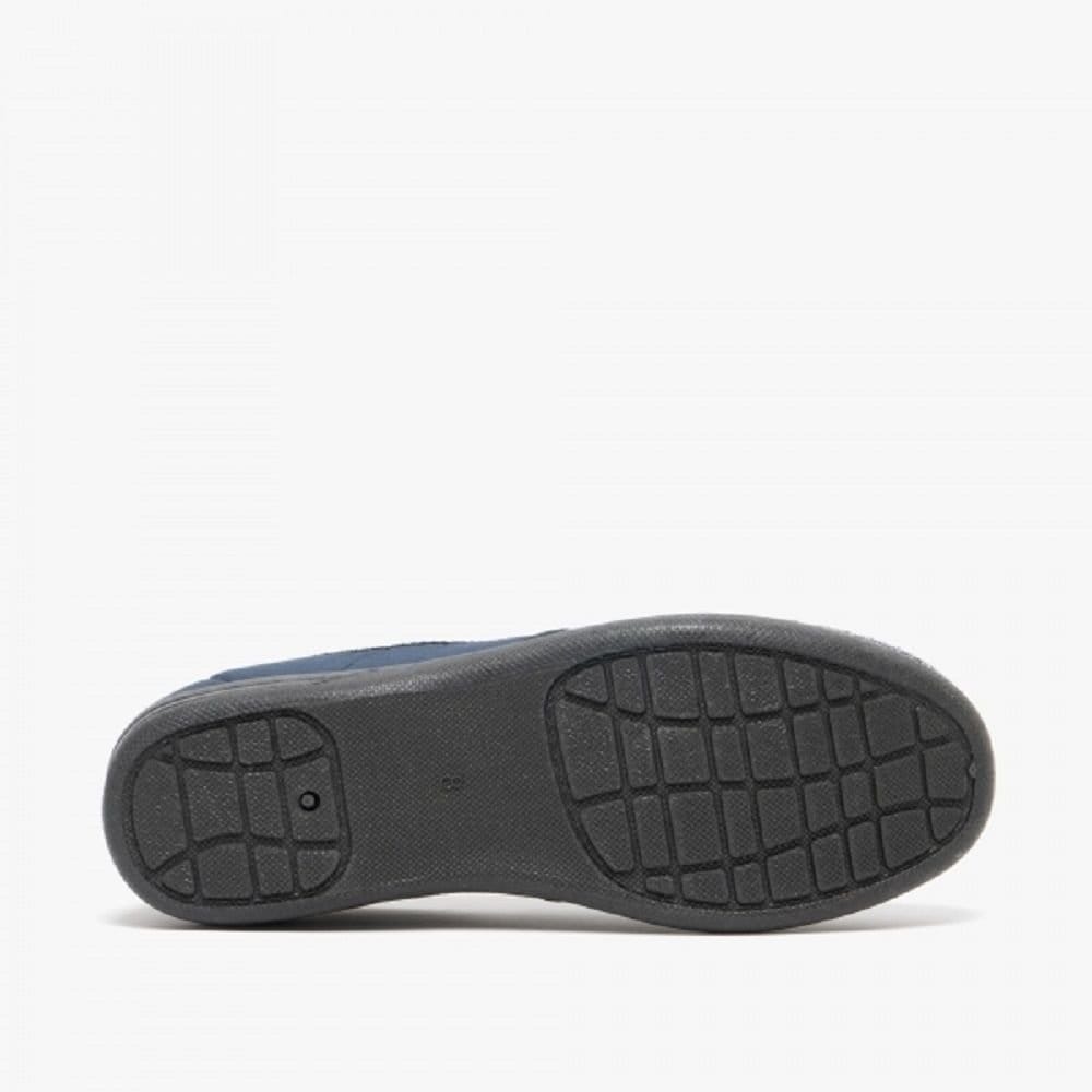Zedzzz Zedzzz Men's Charles Herringbone Felt Gusset Slippers in Navy - 4