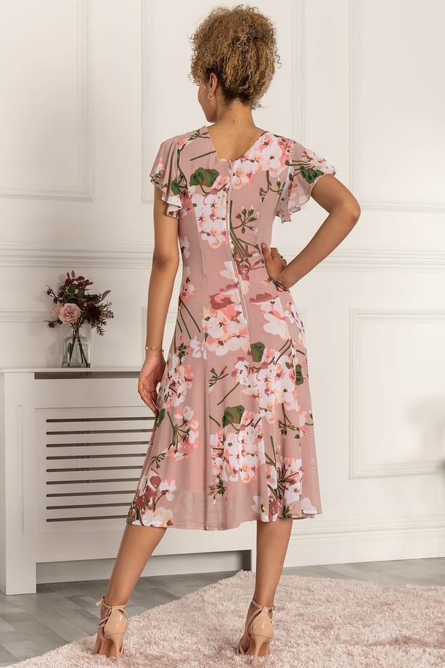 Jolie Moi Jolie Moi Women's Essie Fit & Flare Mesh Dress in Pink - 2