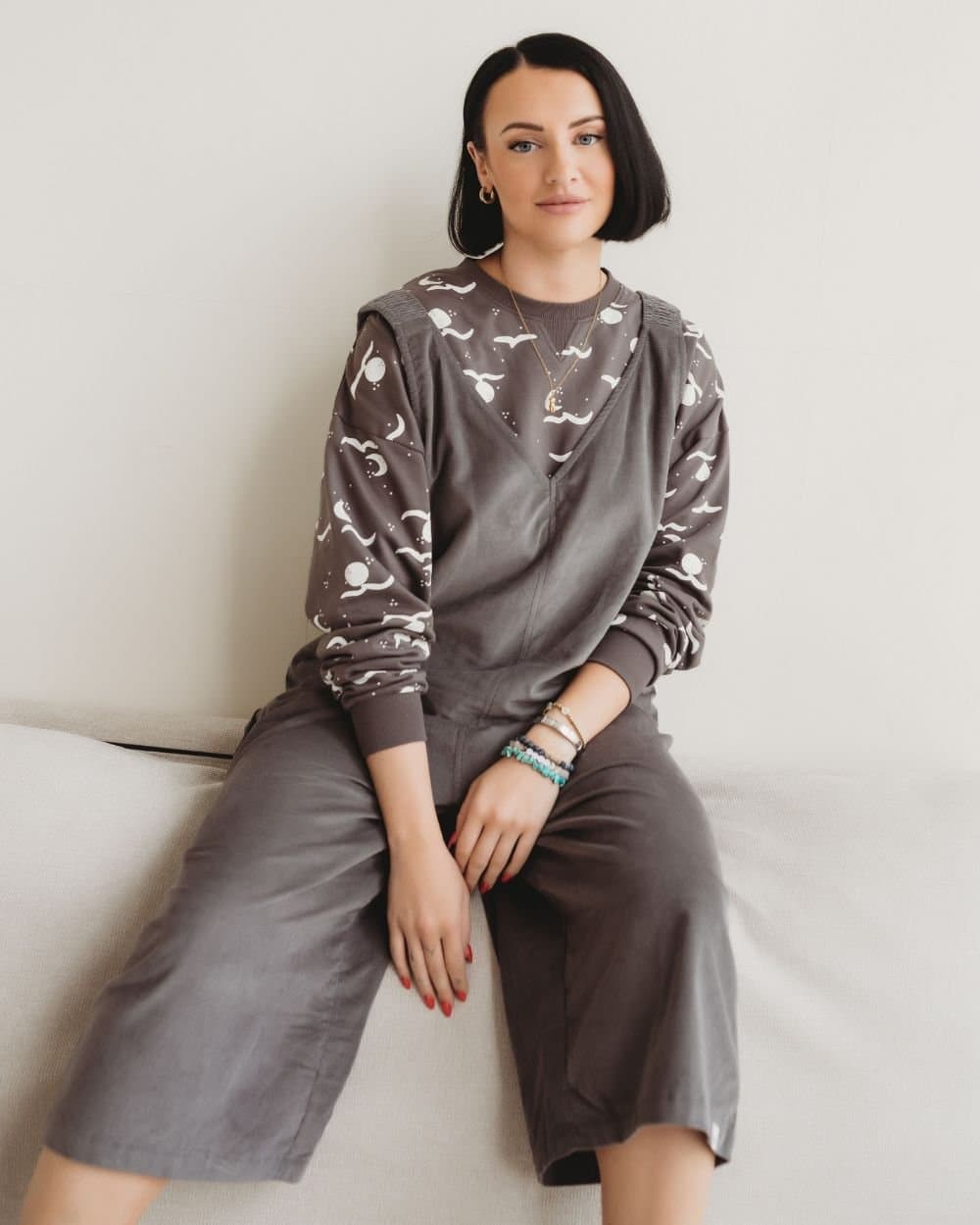 Turtledove London Turtledove London Women's Grace Grey Wide Leg Jumpsuit