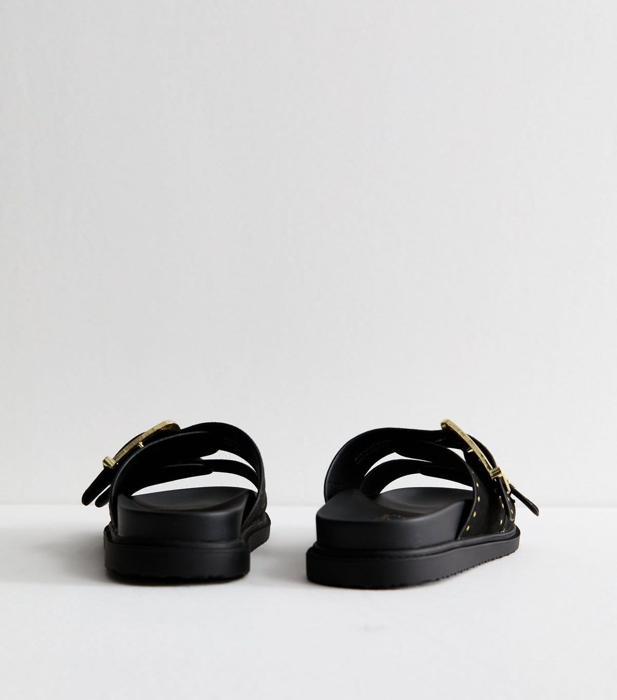 New Look Women's Black Faux Leather Studded Buckled Strap Sandals Vegan New Look - 4