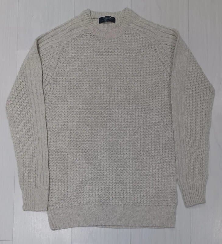 Bershka Beige Chunky Knit Jumper Textured Crew Neck Size S Bershka