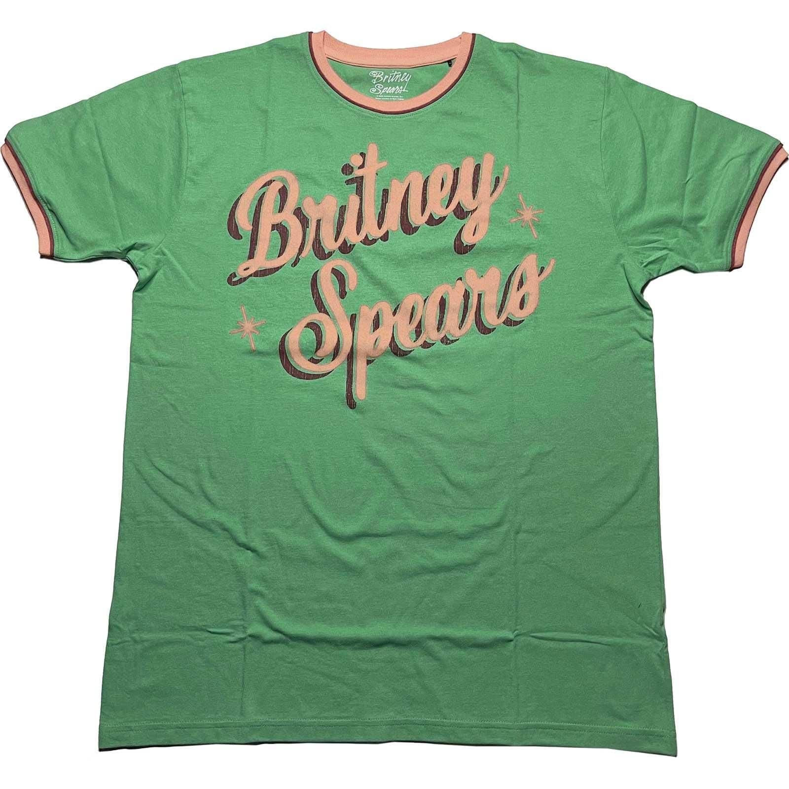 Britney Spears Britney Spears Men's Ringer Retro T-Shirt in Green