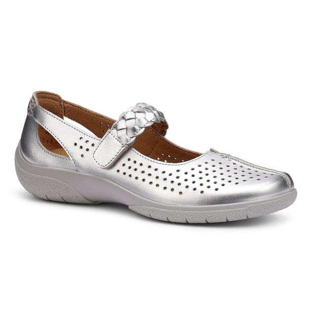 Hotter Hotter Women's Wide Fit 'Quake II' Classic Mary Janes in Metallic Silver - 2