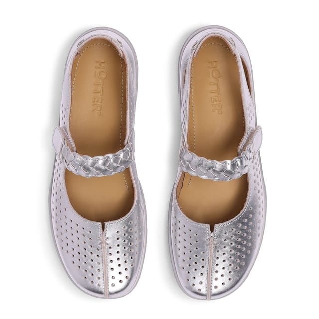 Hotter Hotter Women's Wide Fit 'Quake II' Classic Mary Janes in Metallic Silver - 3