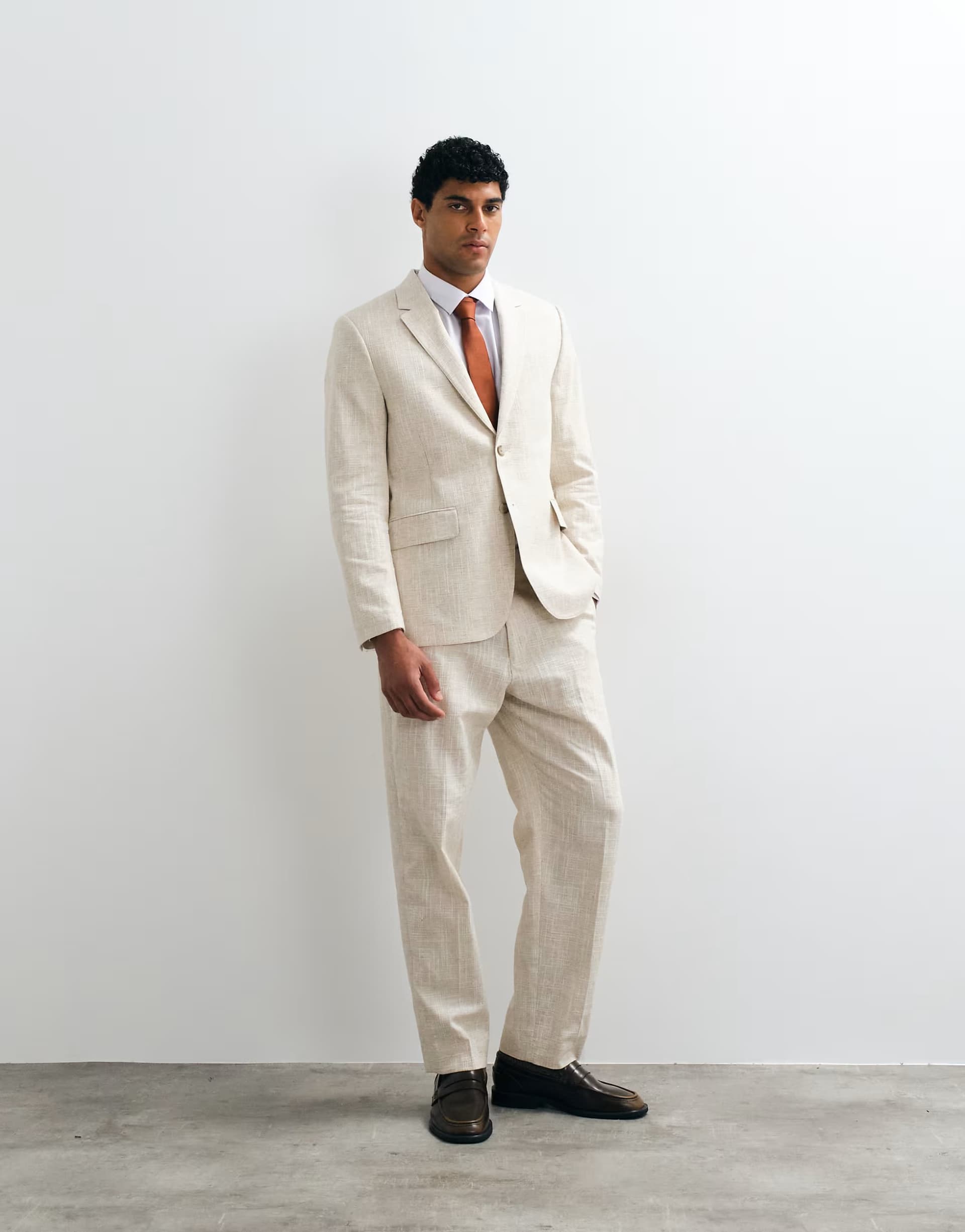 ASOS Abercrombie & Fitch crosshatch blazer & trouser co-ord in cream