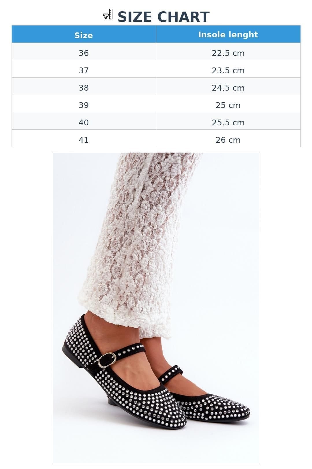 Love Lace Love Lace Women's Rhinestone Suede Ballerina Flats with Adjustable Strap Sparkle in Black - 4