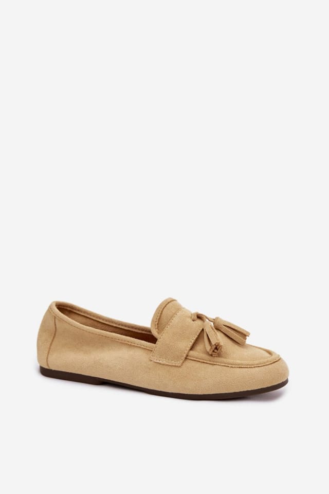 Love Lace Love Lace Women's Mocassin Fringe Strap Suede Loafers Comfortable Slip On in Beige - 2