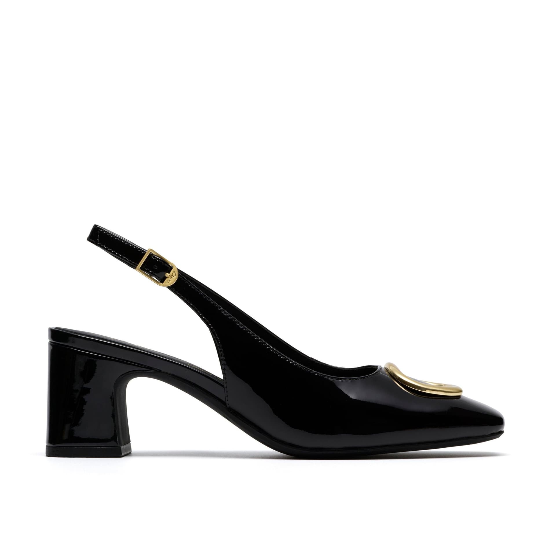 Clarks Clarks Women's Fernie Sling Black Patent Leather Court Shoes