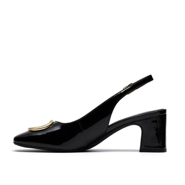 Clarks Clarks Women's Fernie Sling Black Patent Leather Court Shoes, Heels, Sling Back - 2