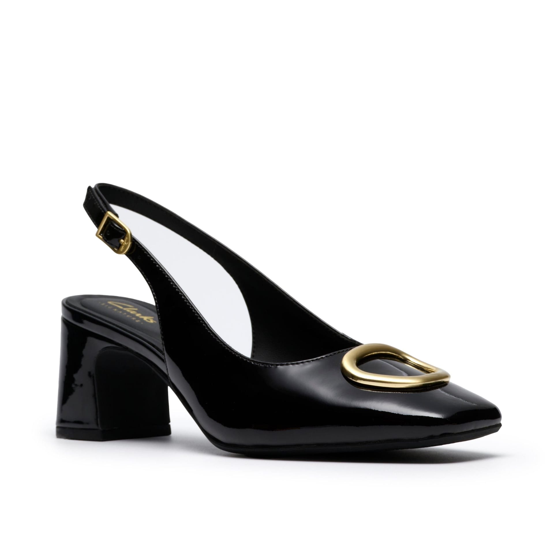 Clarks Clarks Women's Fernie Sling Black Patent Leather Court Shoes, Heels, Sling Back - 4
