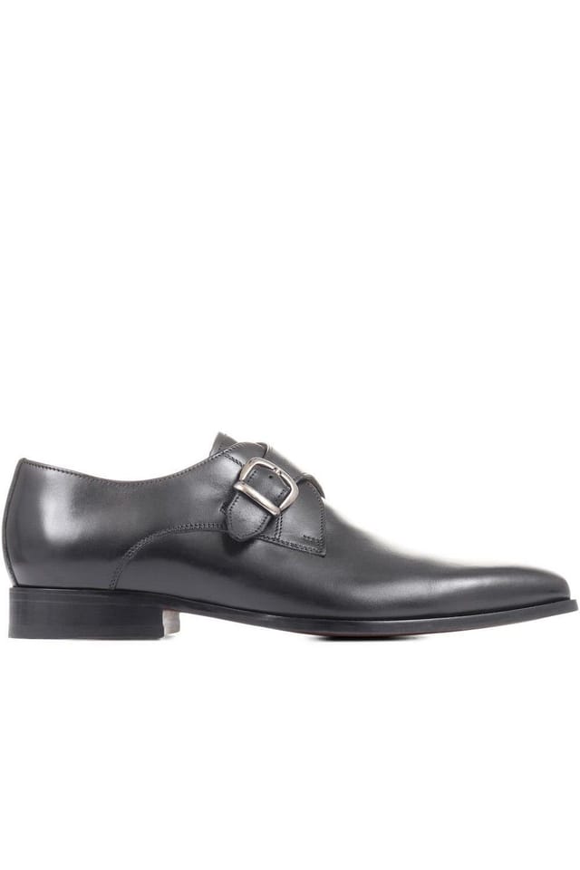 Jones Bootmaker Jones Bootmaker Men's Justin Leather Single Strap Monk Shoes in Black - 2