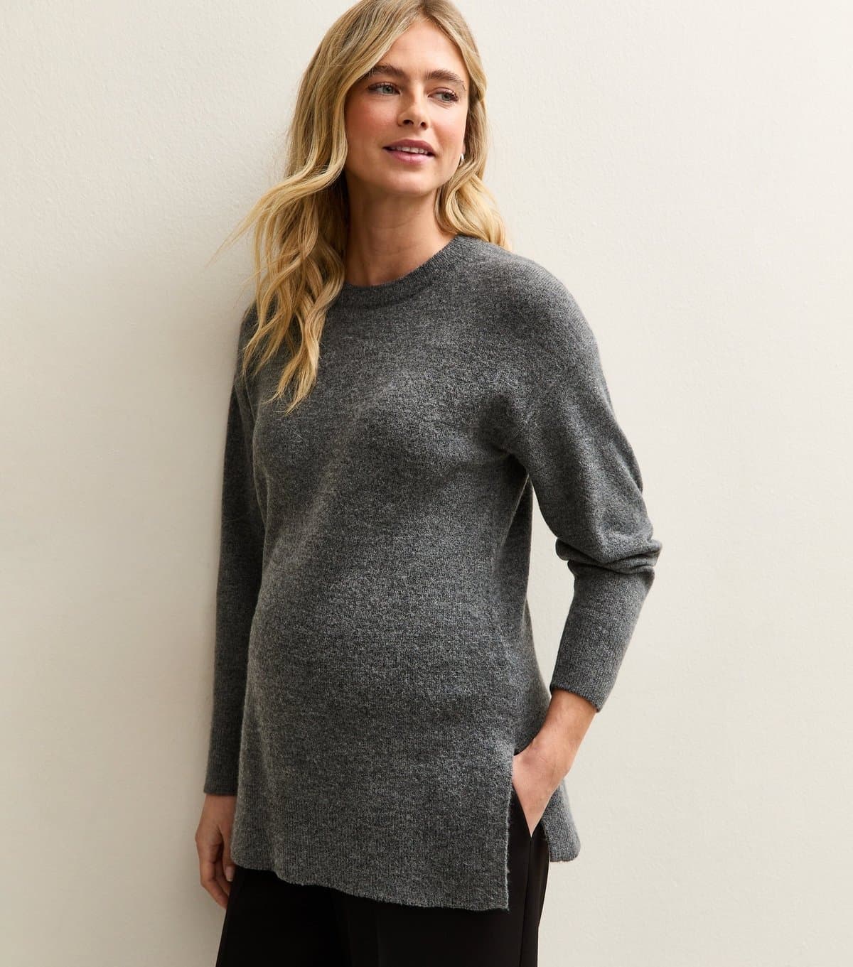 New Look Women's Maternity Grey Side Slit Jumper New Look