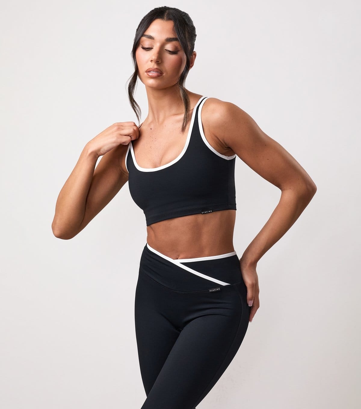 Gym King Black Contrast Trim Crop Tank Top