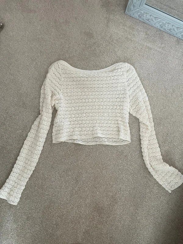 Bershka Crotchet long sleeve crop top