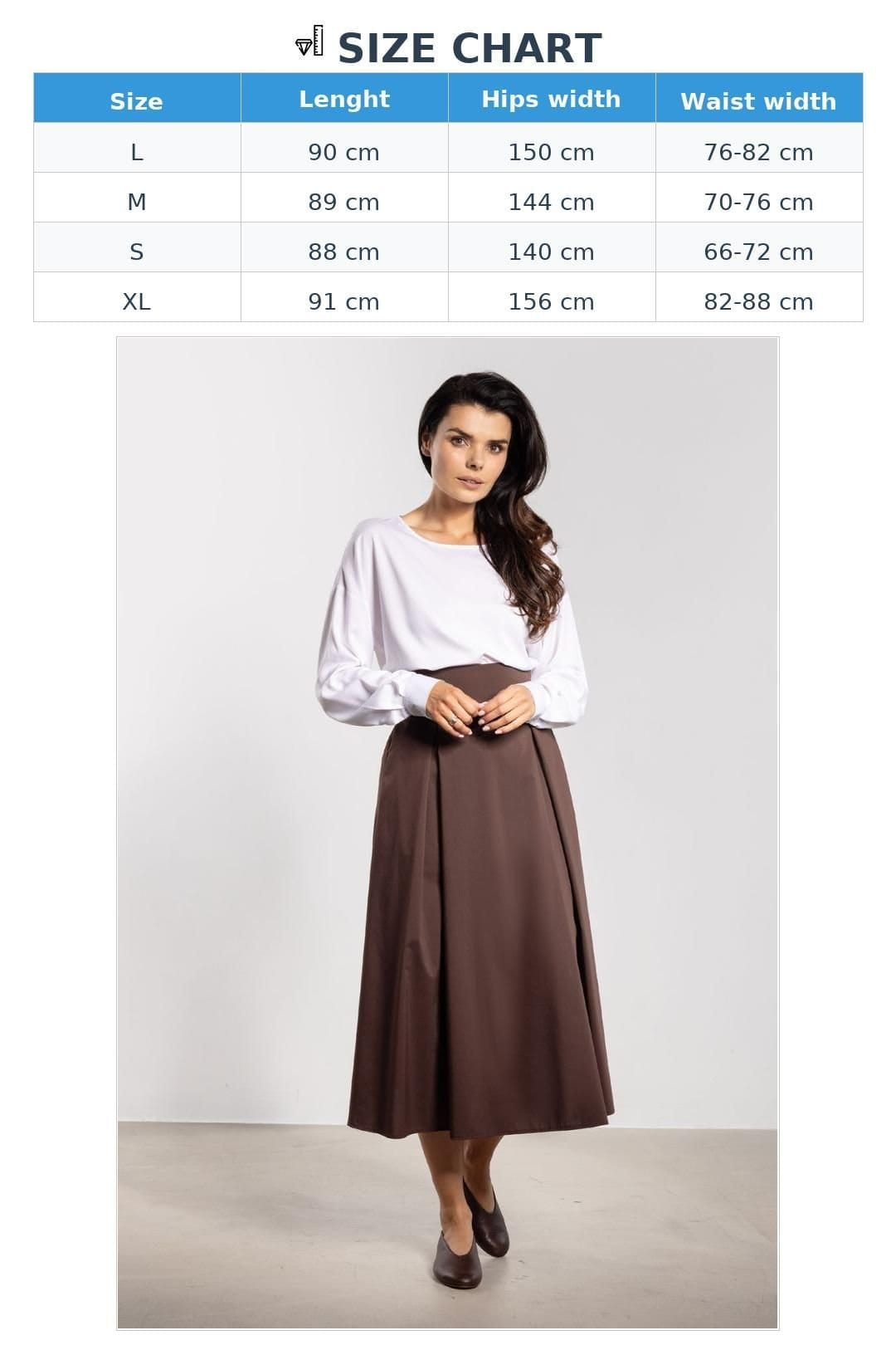 Love Lace Love Lace Women's High Waist Belted Midi Flared Skirt in Brown - 4