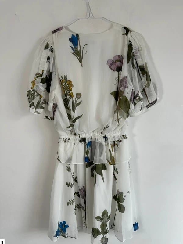 Ted Baker Ted baker 8 mini dress summer chiffon new bnwt floral white v neck
