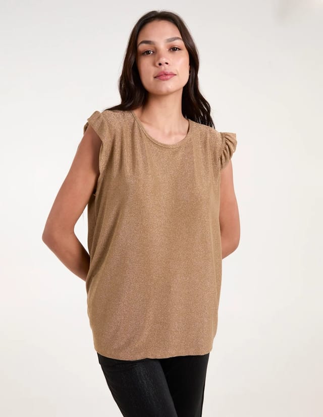 Blue Vanilla Frill Sleeve Metallic Top - 3