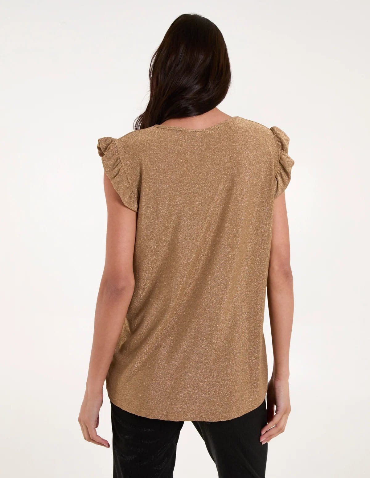 Blue Vanilla Frill Sleeve Metallic Top - 4