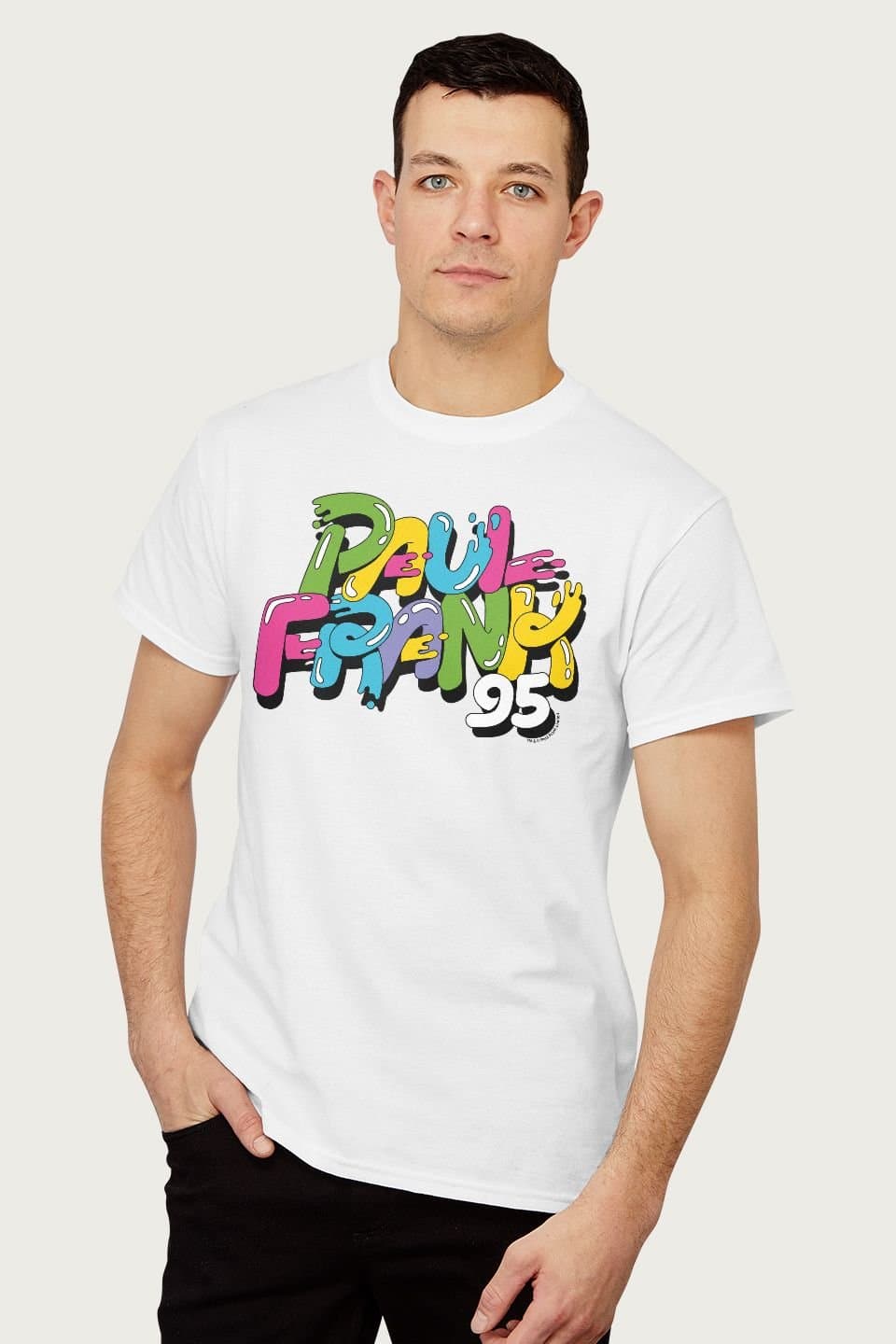 Paul Frank Paul Frank Men's Paint Swirl Text Logo T-Shirt in White