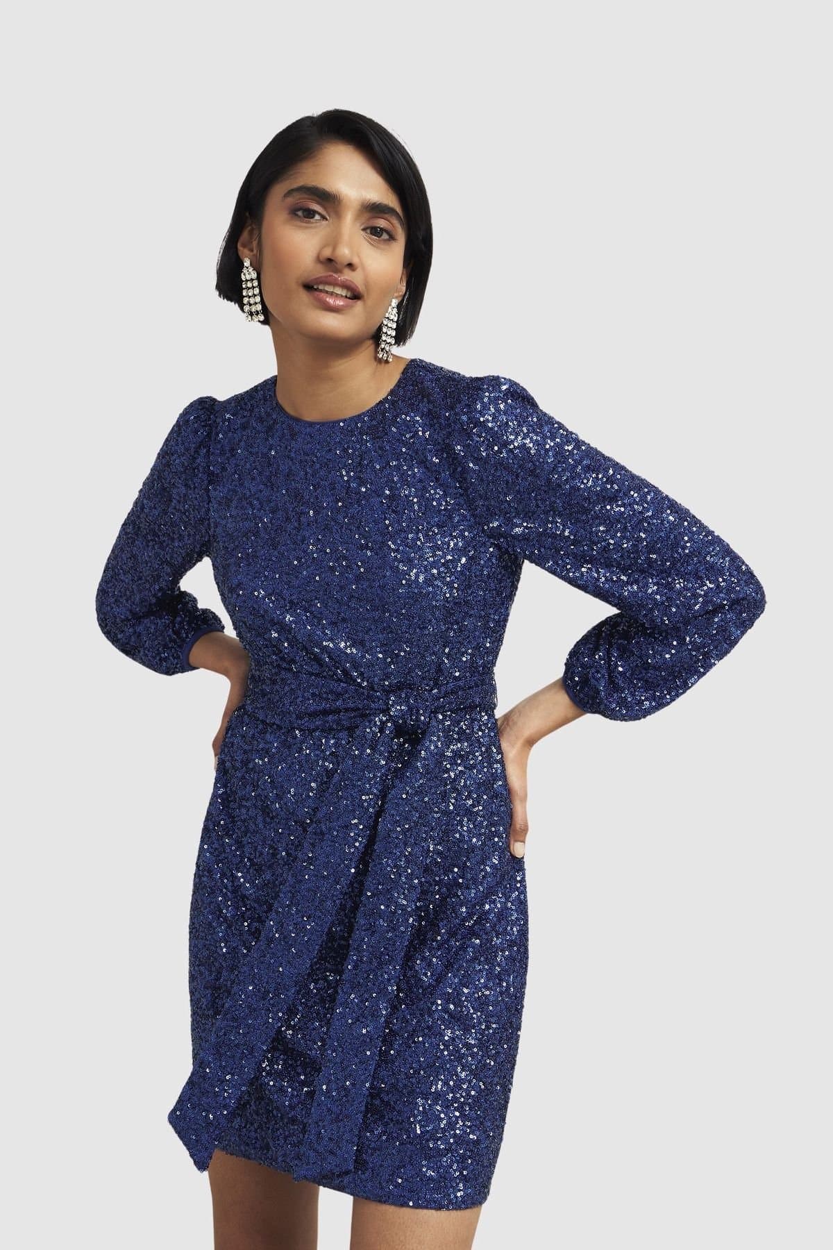 Hobbs London Hobbs London Women's Bette Sequin Mini Dress in Royal