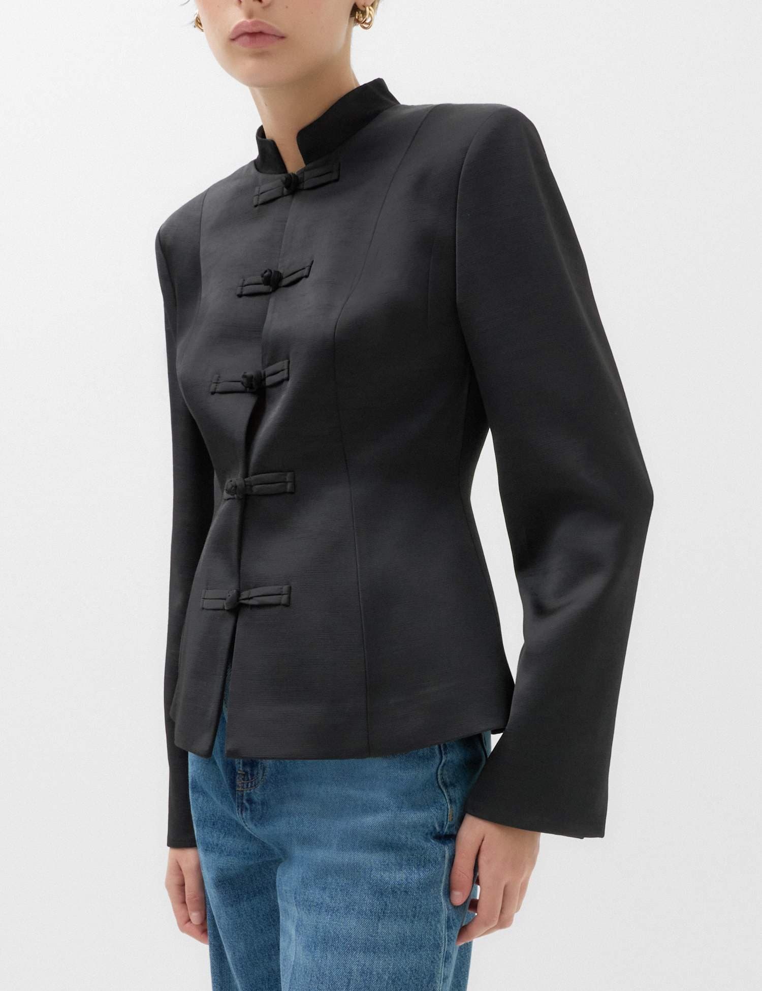 Marks & Spencer M&S Satin Look Textured Blazer Black