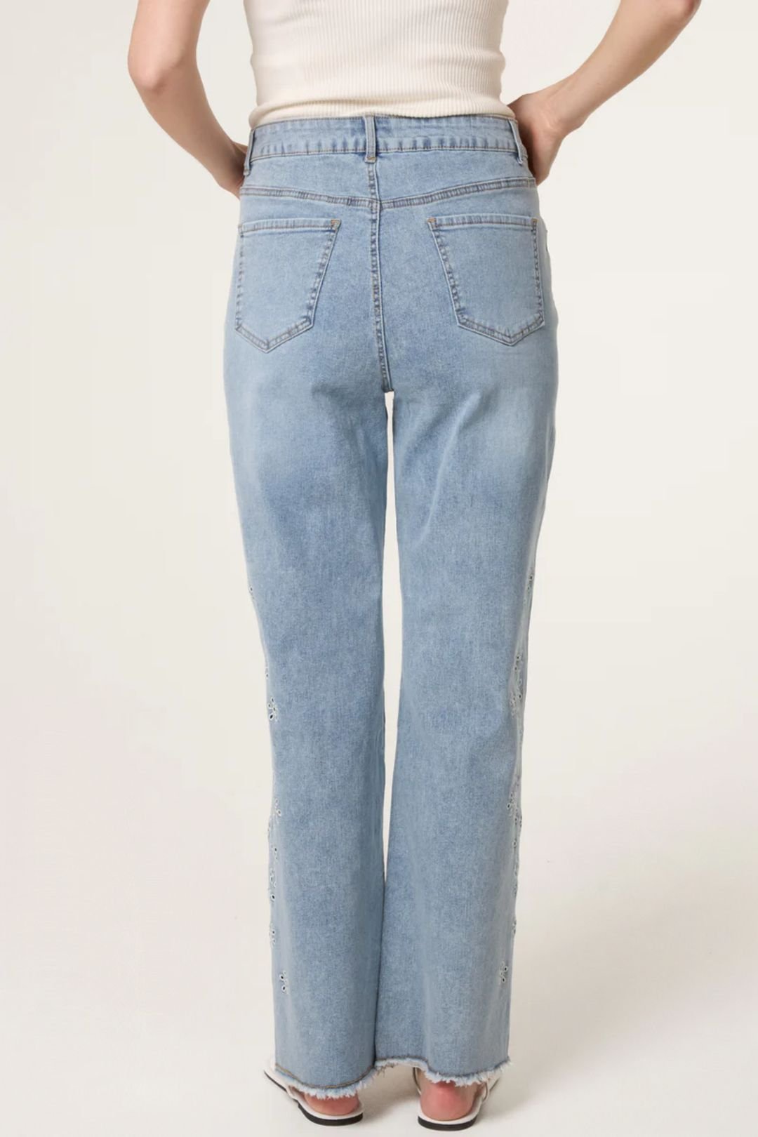 Aftershock London Aftershock London Women's Eyelet Embroidered Jeans in Light Blue - 4