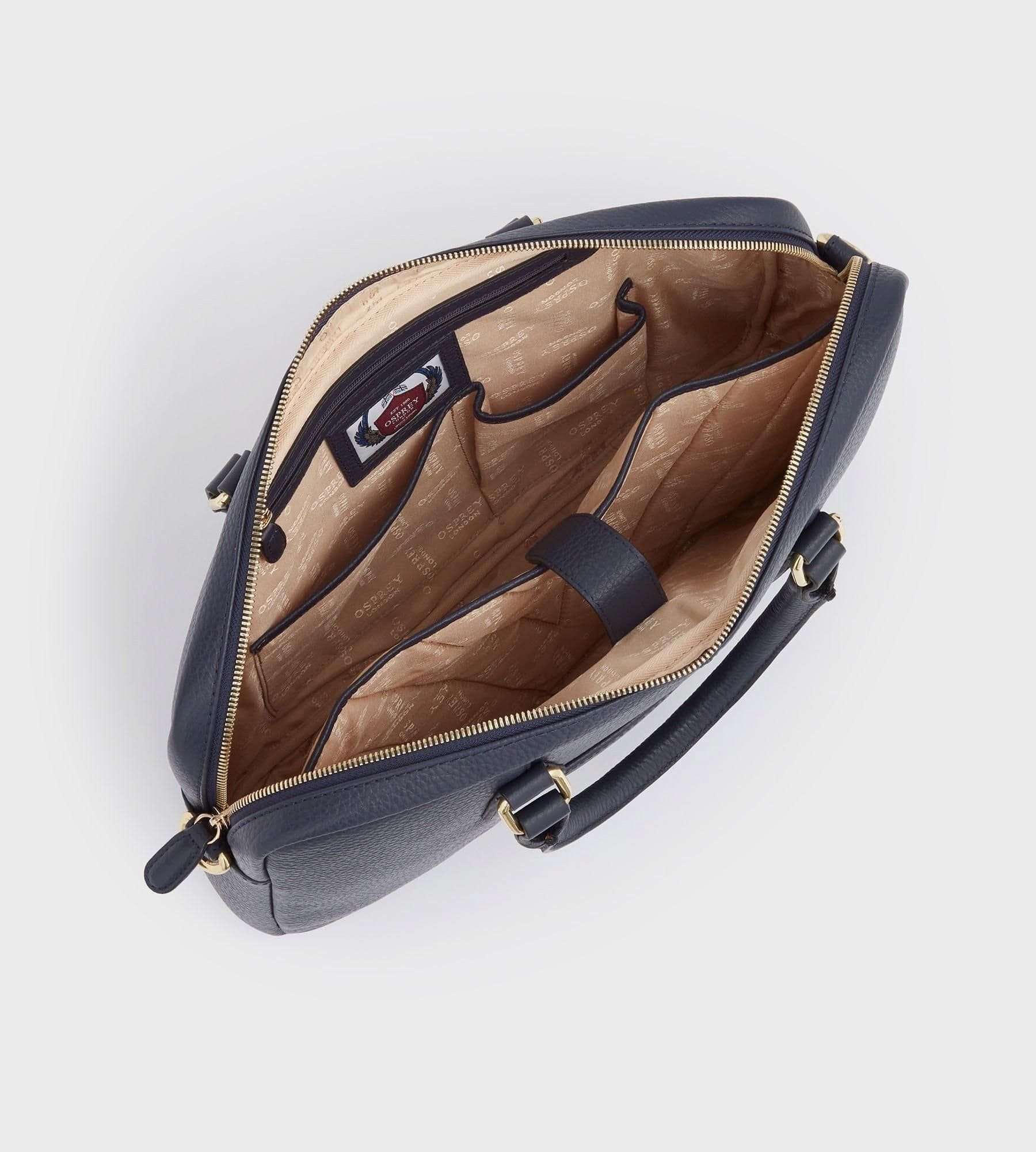 OSPREY LONDON OSPREY LONDON Women's The Adaline Leather Laptop Bag in Navy - 4