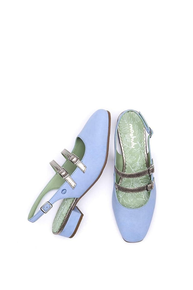 Moshulu Moshulu Women's 'Haruka' Two-toned Slingback Shoes in Light Blue - 2