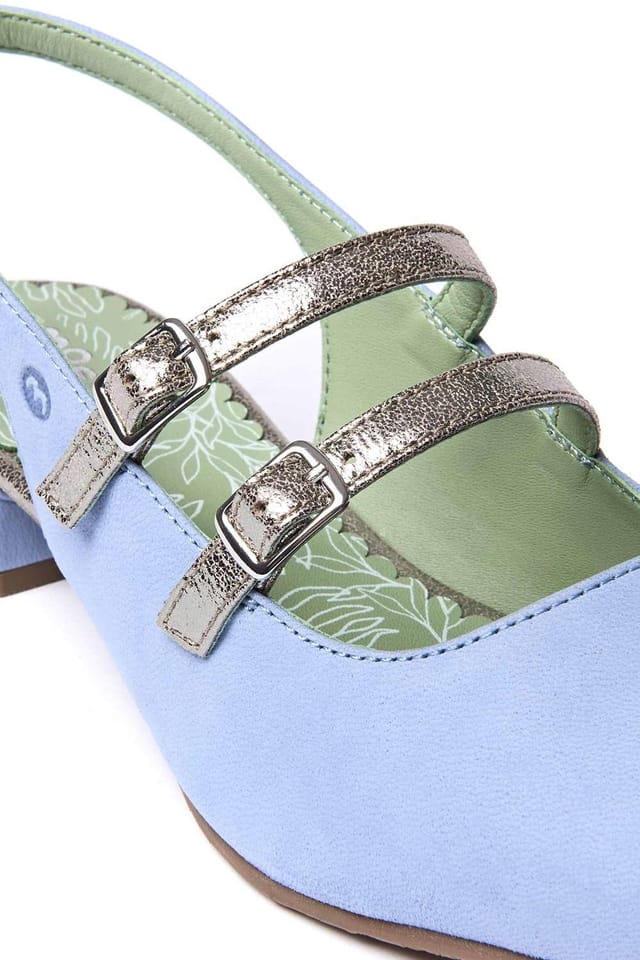 Moshulu Moshulu Women's 'Haruka' Two-toned Slingback Shoes in Light Blue - 3