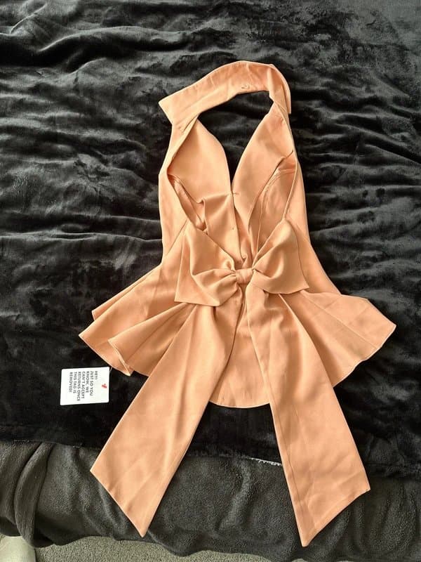 Asos luxe ASOS Luxe two in one tailored cut out blazer and waist coat in blush