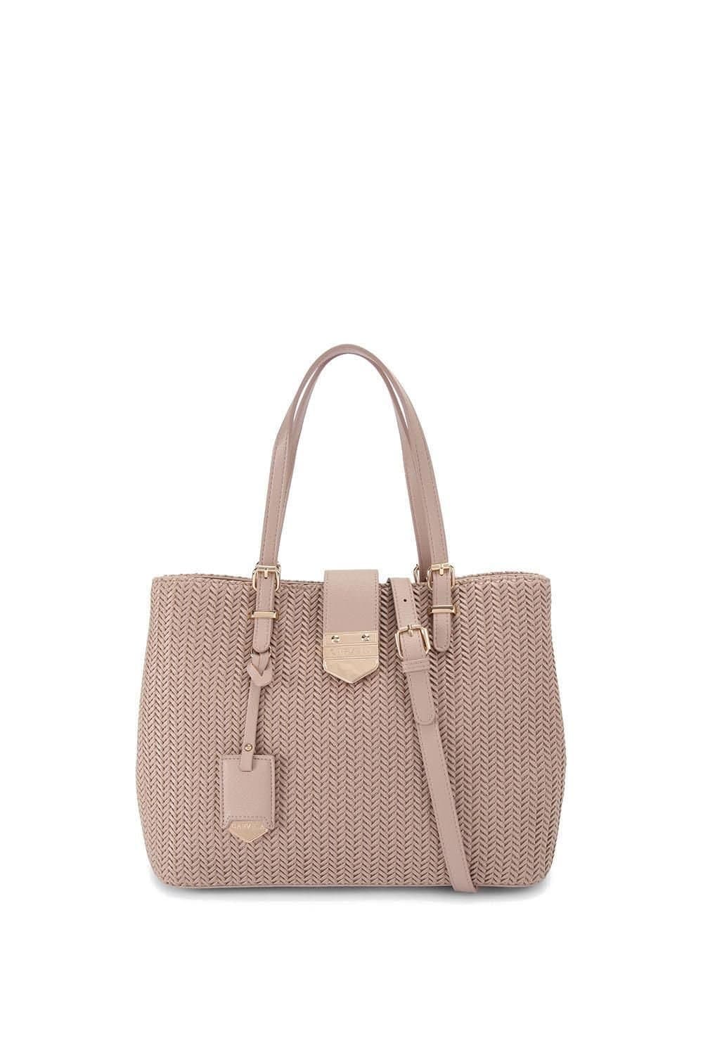 Carvela Carvela Taupe 'Maria Midi Weave' Tote Bag