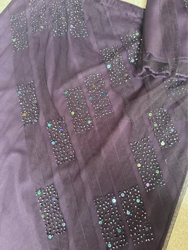 Per Una y2k purple whimsy goth lace embroidered beaded asymmetrical top and midi skirt set